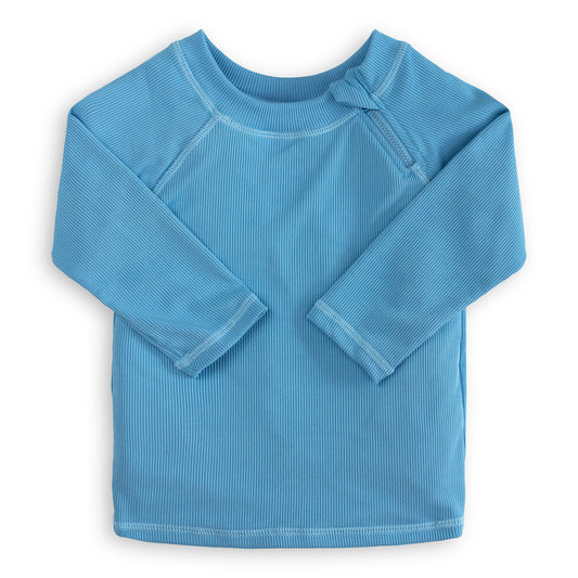 Boys Henley Ribbed Blue Rash Shirt